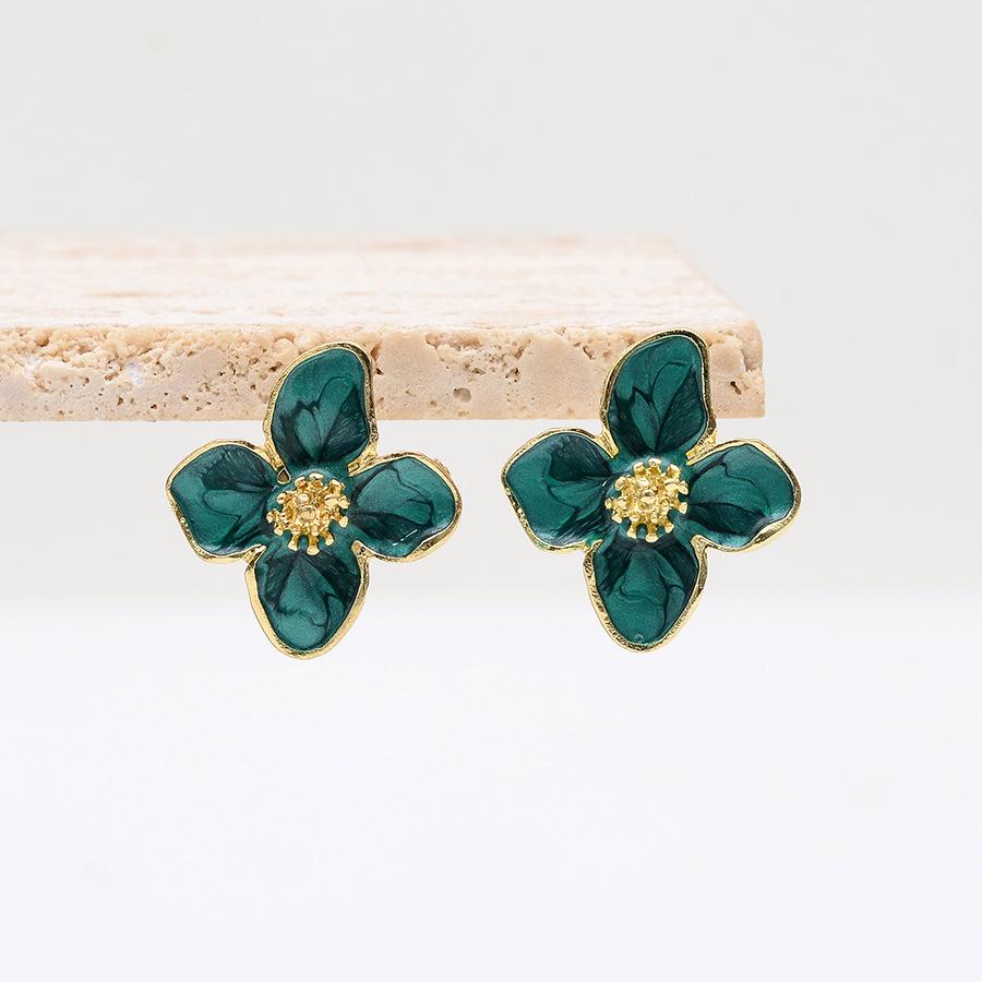 New In Enamel Flower Stud Earrings for Women Irregular Glaze Korean Fashion Floral Small Earrings Trendy New Jewelry