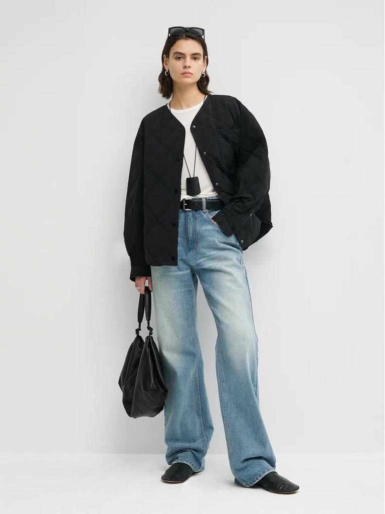 Unisex Lightweight White Goose Down Jacket - Cocoon Silhouette for 2025 Autumn/Winter