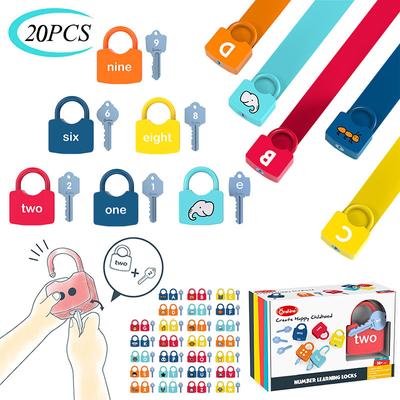 20 шт./компл., игрушки Монтессори, математические замки, набор ключей для детей, разблокировка обучающих чисел, познание, детские развивающие игрушки для раннего развития, подарок