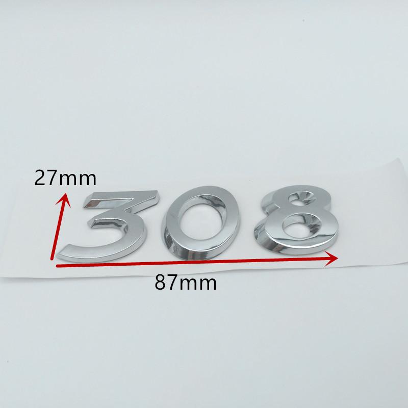 1pcs 3D ABS GT 206 207 208 301 307 308 408 508 car Letter Emblem Rear tail trunk Decals badge sticker Decal styling Accessories