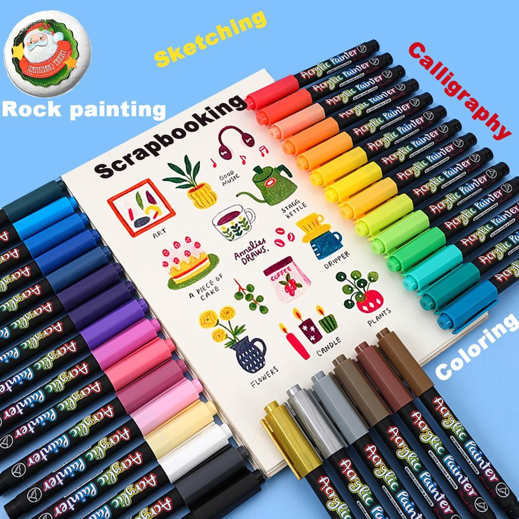 6/12/24/36 Color Acrylic Paint Brush Marker Pen Set Drawing Painting Art Marker Wood Glass Fabric Scrapbooking Stationery Supplies
