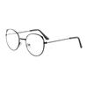 New Fashion Simple Unisex Cat Ear Round Plain Glasses for Men Women Metal Frame Anti Blue Light Glasses Eyeglasses