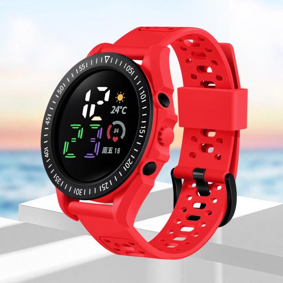 Kids LED Digital Waterproof Comfortable Silicone Sports Watch Band Calendar Week Display Boys