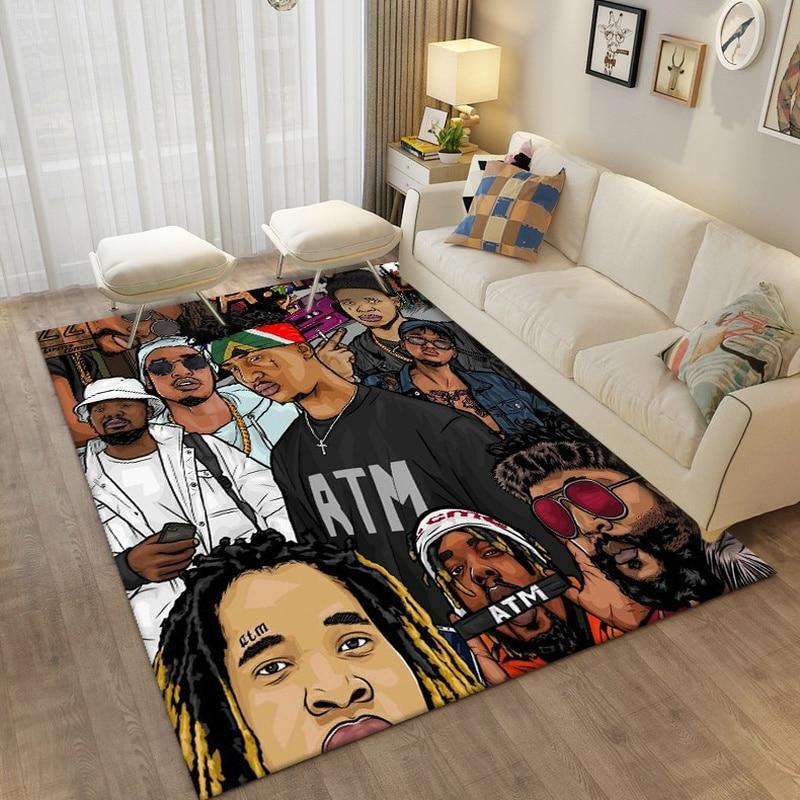 Ковер в стиле хип-хоп, музыкальная звезда, рэпер, ковер для гостиной, спальни, прикроватный декоративный коврик, коврик для кухни, ванной комнаты, нескользящий напольный коврик, подарок