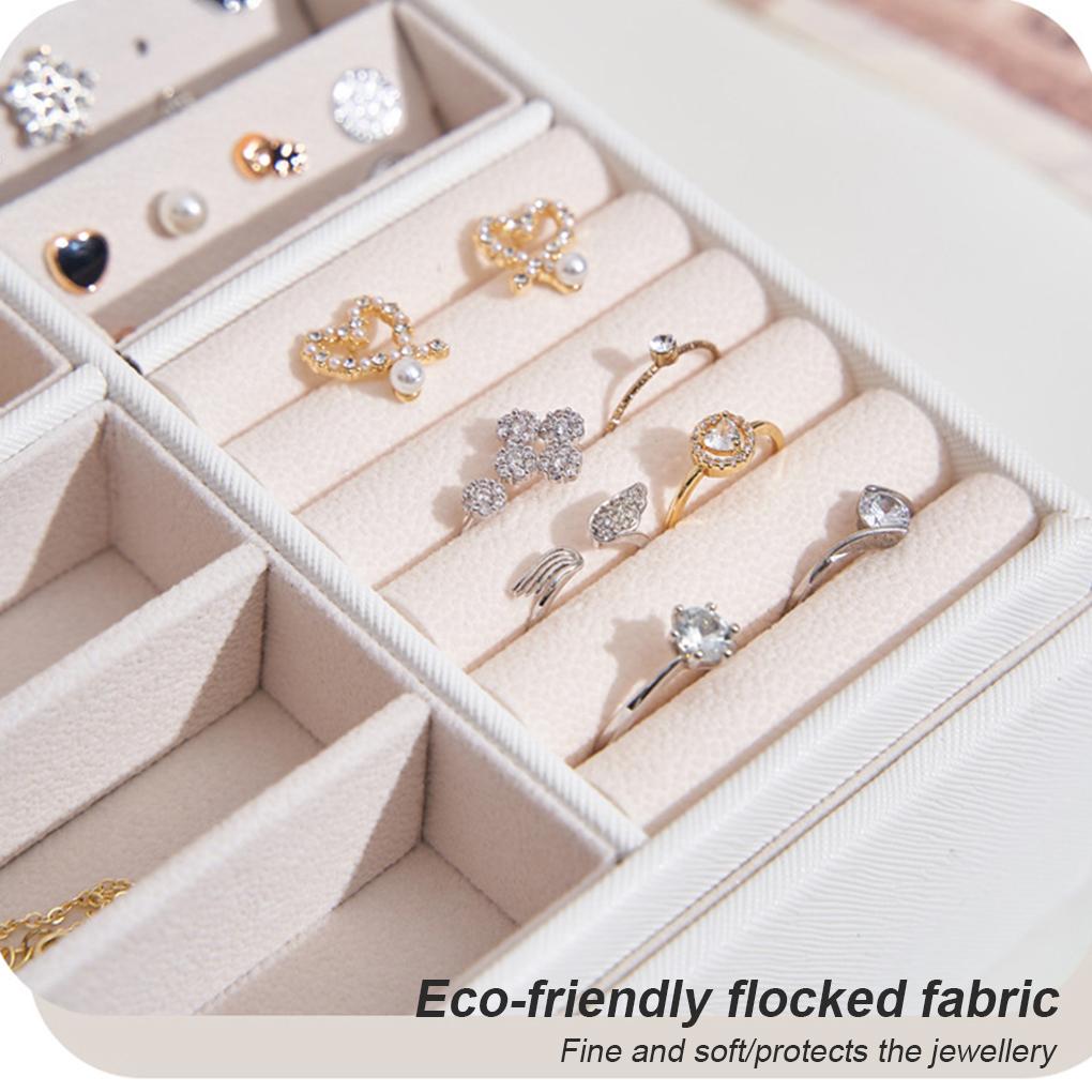 Винтажный двухслойный органайзер для украшений, шкатулка для хранения ювелирных изделий, держатель для серег и колец, дорожный многофункциональный кейс