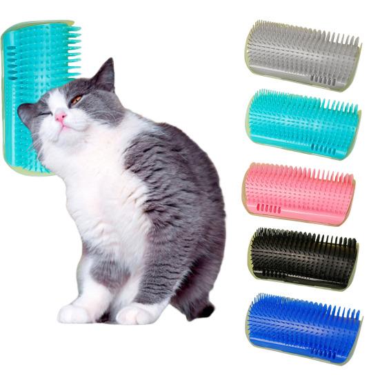 Cat Corner Scratcher Self-Grooming Massage Comb with Catnip Easy To Install Wall Corner Massage Comb Scratcher Grooming Brush Tool