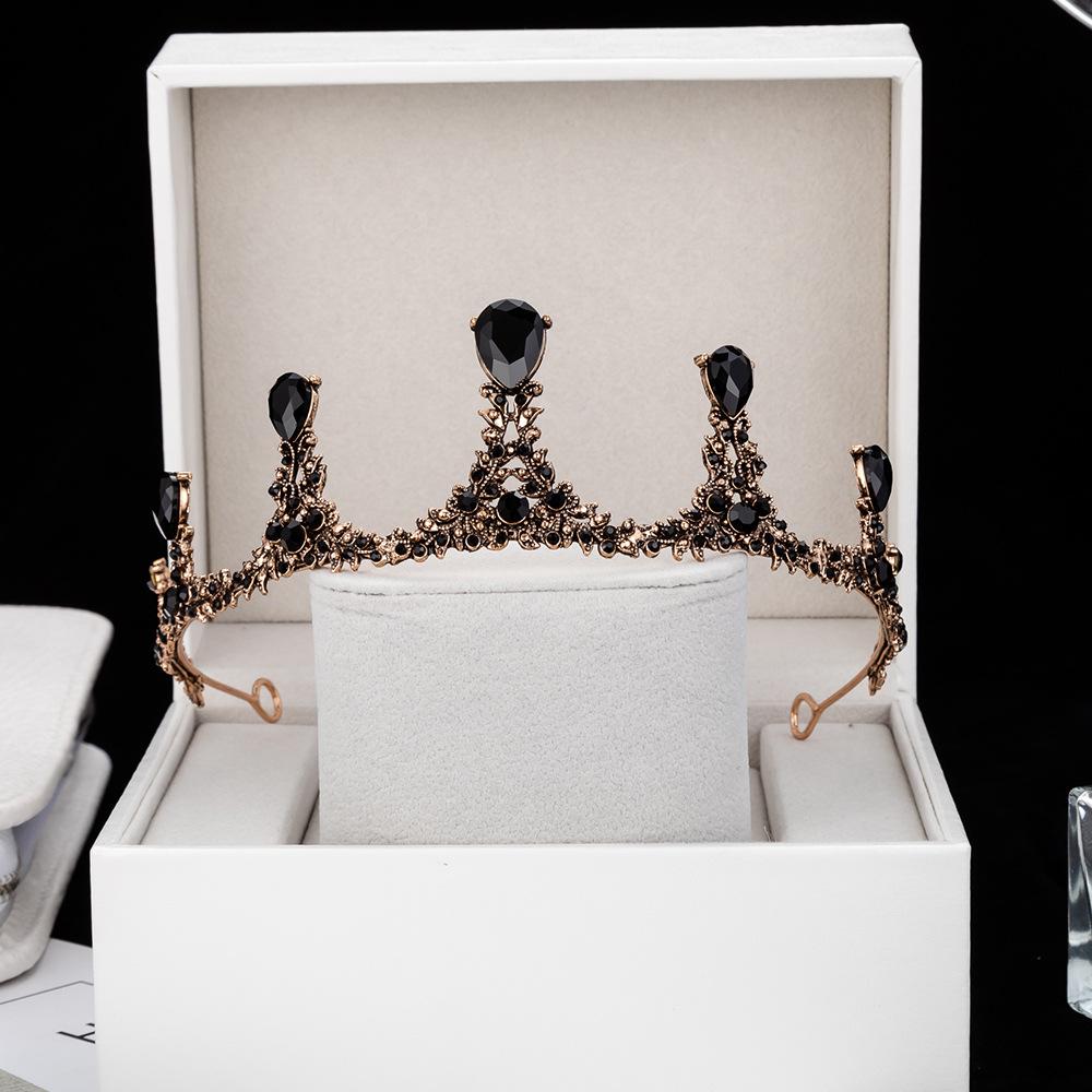 Свадебная корона в стиле барокко, новая ретро черная тиара, свадебное платье, свадебные аксессуары для волос, корона королевы на день рождения для взрослых