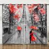 3D Print Modern City Lovers Paris Eiffel Tower Maple Leaf 2 Pieces Curtain for Living Room Bedroom Kitchen Office Decor 2024