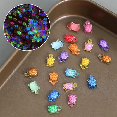 100 шт. Миниатюрные статуэтки черепах из смолы, светящиеся в темноте, крошечные фигурки черепах, миниатюрные животные для декора сада фей, поделки своими руками, горшечные растения, украшения для торта