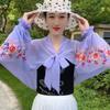 Long Flower Shawl Breathable Seaside Vacation Cloak Fashion Sunscreen Scarf  Neck Decoration