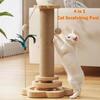 Cat Scratching Post Cat Scratcher Kitten Toys for Indoor Cats, 4-in-1 Interactive Trackball Toys with Cat Teaser 18.1" Tall Wooden Scratch Post Inter