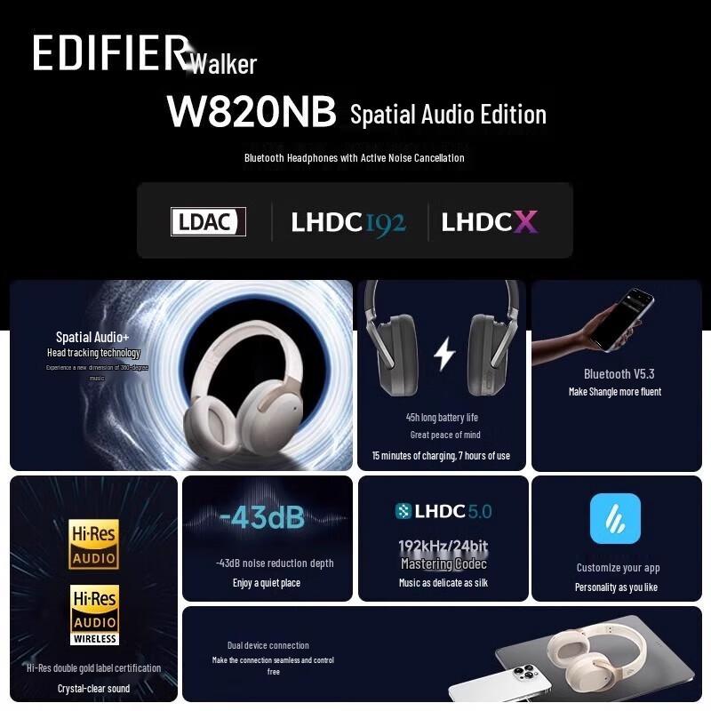 Edifier LS820NB Pro Spatial Audio Wireless Noise Cancelling Headphones