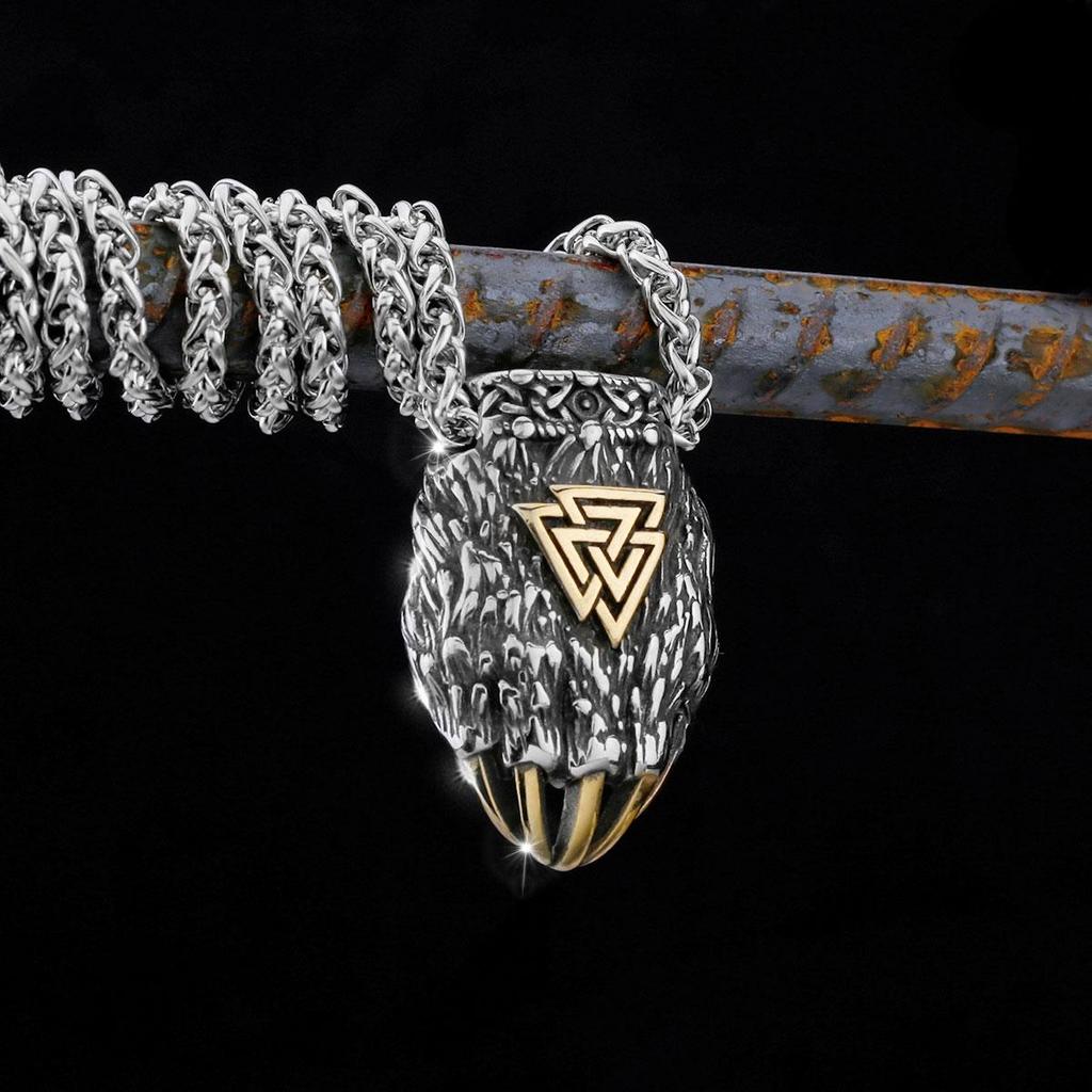 Скандинавский мужской винтажный кулон из нержавеющей стали, мужской модный кулон Viking в стиле панк с когтями медведя, байкерский мужской панк-подарок