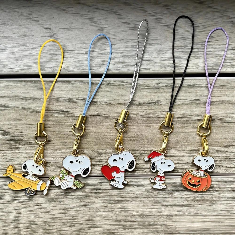 5Pcs Kawaii Snoopy Cartoon Phone Chain Key Lanyard Schoolbag Charm Pendant Bag Keychain Jewelry Gift For Girls And Kids