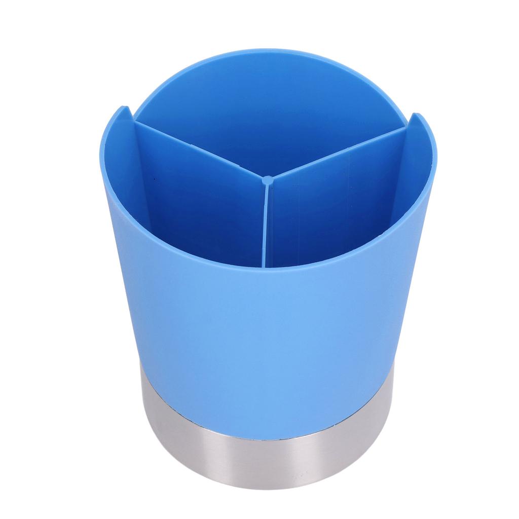Straw Dispenser Blue Sturdy Durable 3 Compartments Stable Wide Application Straw Holder for Home