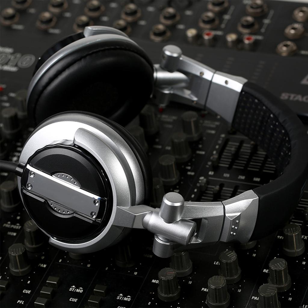 Гарнитура Наголовная Hifi Поворотная Складная Студийные Мониторные Наушники для VR Комнаты Записи Игр(Серебряный )