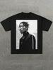YK ASAP Rocky Минималистичный Черно-Белый Векторный Портрет Принт Графическая Футболка Повседневный Принт