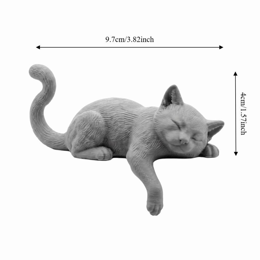 Cute Sleeping Cat Ornament 3D Printed Cat Statues Crafts Decorative Cat Statues Bedroom Decor