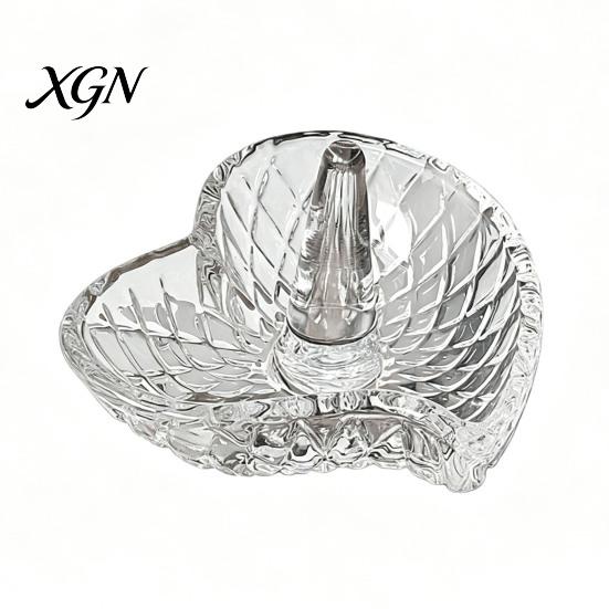 Glass Ring Dish for Wedding Holder, Water Ripple Elegant Jewelry Dish, Clear Decorative Storage Dresser Trinket Tray Bedside Table And Bathroom