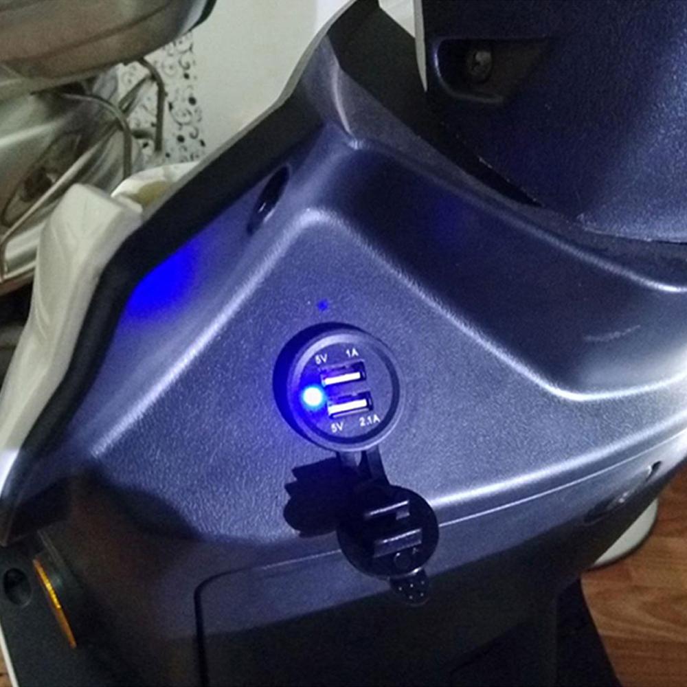 Автомобильное зарядное устройство с двумя портами USB, розетка 5 В, 1 А и 2,1 А для мобильного GPS-зарядного устройства, автомобиля, лодки, морского фургона, скрытого монтажа (С проводом)