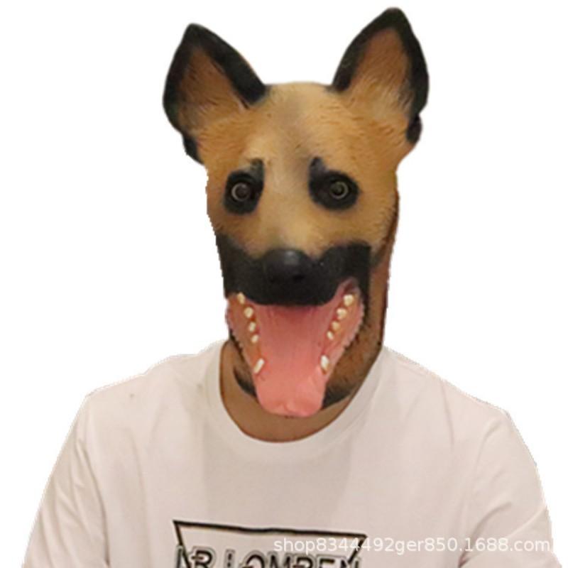 Dog Head Mask Latex Animal Costume Halloween Party Prop Shepherd Design