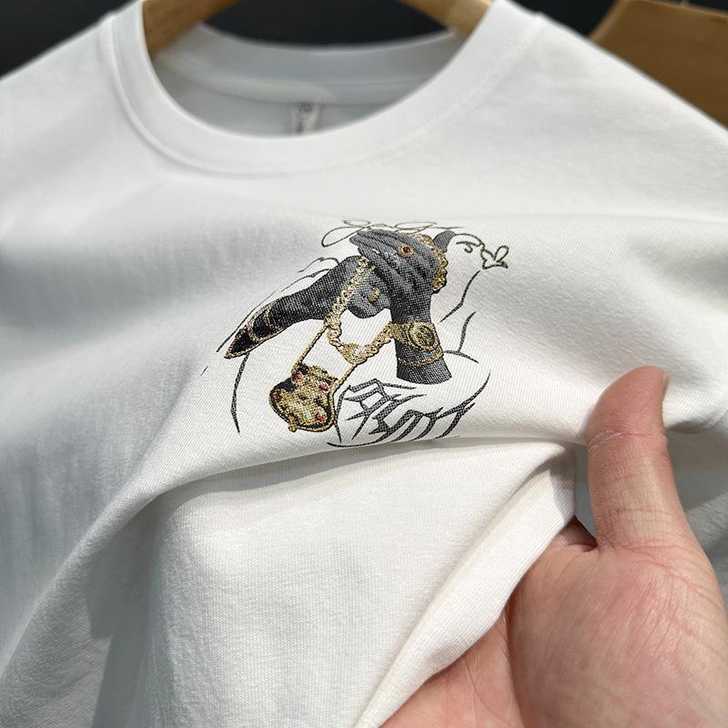 Новая летняя мужская футболка с коротким рукавом, хлопковая, американская, с принтом, тонкая, короткая, топ