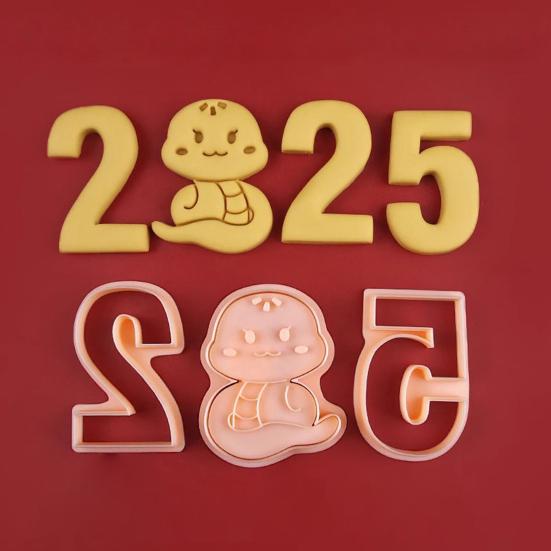 Набор формочек для печенья 3D-тиснение «Змея» Набор штампов для печенья «Змея» на Новый год 2025 года «Весенний фестиваль» Многофункциональный инструмент для выпечки шоколада и помадки