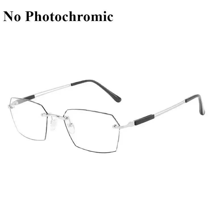 New Frameless Business Reading Glasses Photochromic Men'S High-Definition Anti Blue Light And Anti Fatigue Presbyopia Glasses