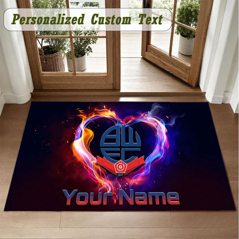 Crystal Velvet Square Rug Custom NameBolton Wanderers FC Pattern Non Slip Home Floor Decor Rug