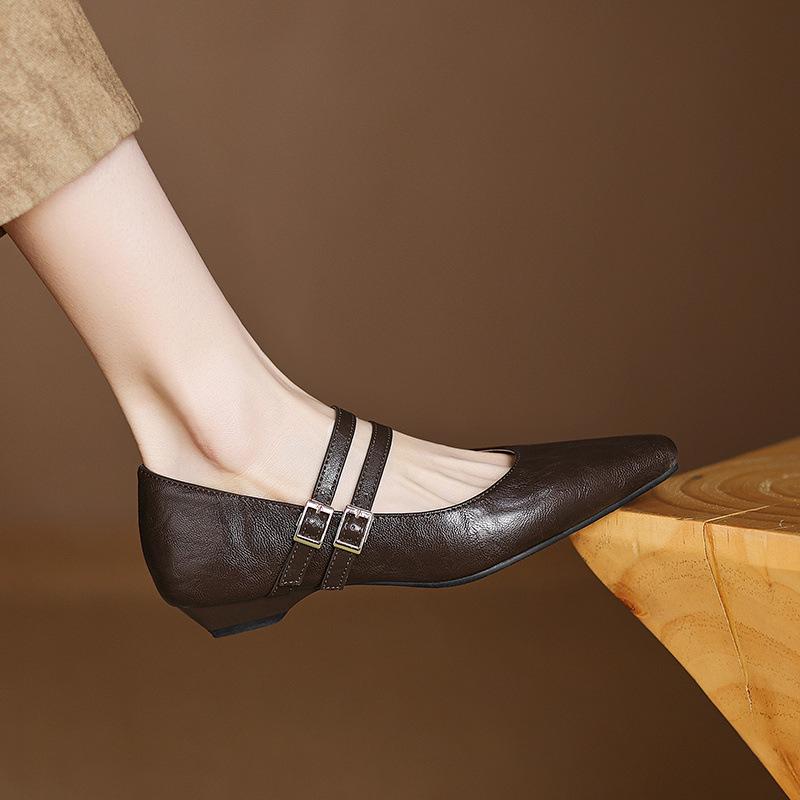 Модная повседневная женская обувь с острым носком, женская обувь с мелким вырезом и низким каблуком, платье, новая обувь-слипоны из ткани, мэри джейн, на шнуровке, резиновая, для отдыха