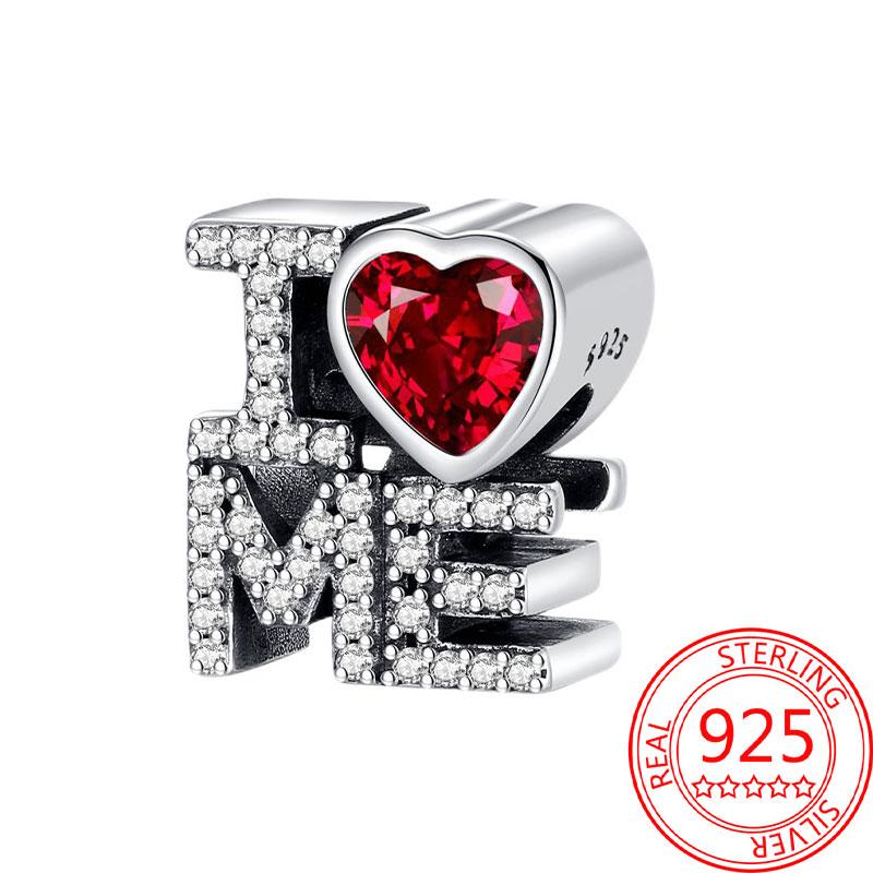 Медные Блестящие Розовые Подвески-Шармы в Форме Сердца Подходят для Оригинального Браслета для Женщин Ювелирные Изделия в Подарок на День Святого Валентина