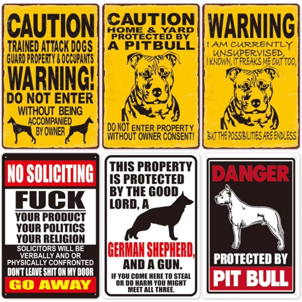 Vintage Tin Art of Courtyard Dog: Garden No - Entry Warning Sign for Home Decoration