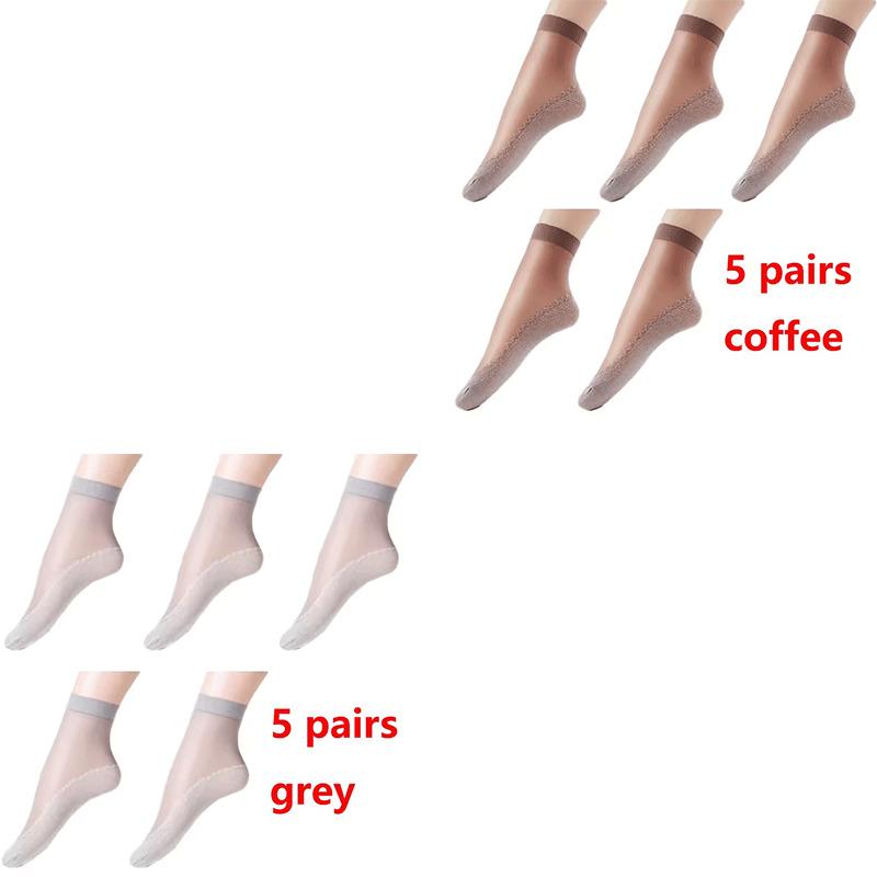 5-15 Pairs Short Socks Women Ultrathin Elastic Lace Transparent Sock Woman Summer Breathable Non-Slip Bottom Splice Cotton Sock
