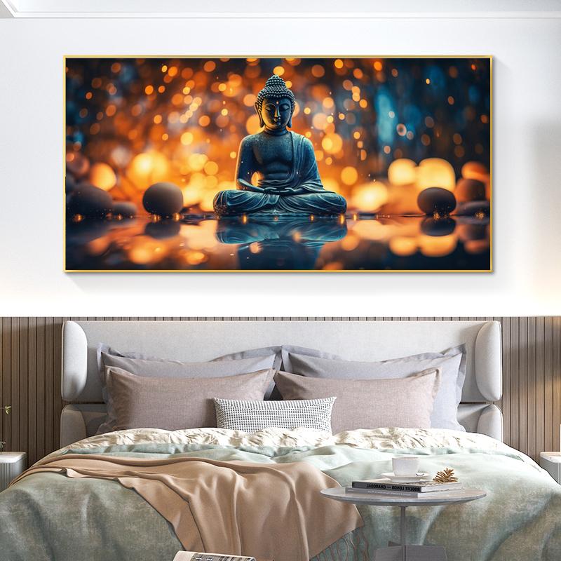 Абстрактная статуя Будды и цветок лотоса, холст, картина, настенное искусство, религия, буддизм, HD-изображения для гостиной, настенный декор Quadro