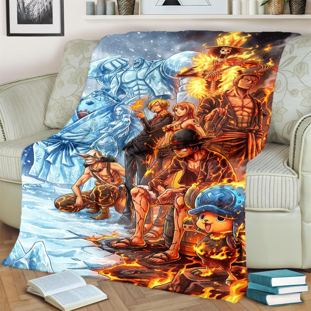 "ONE PIECE" Themed Flannel Blanket Warm Cozy for Home Bedrooms, Sofas, Beds, Chairs, Picnics, Travel