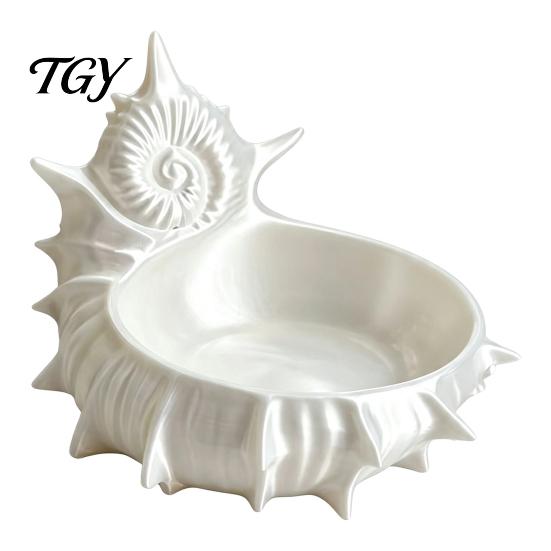 PLA Jewelry Organizer 3D Printed Conch Tray, Sea Snail Dish Bowl for Ocean Theme Desk Organizing Necklaces Earrings, Decorative Shape Plate