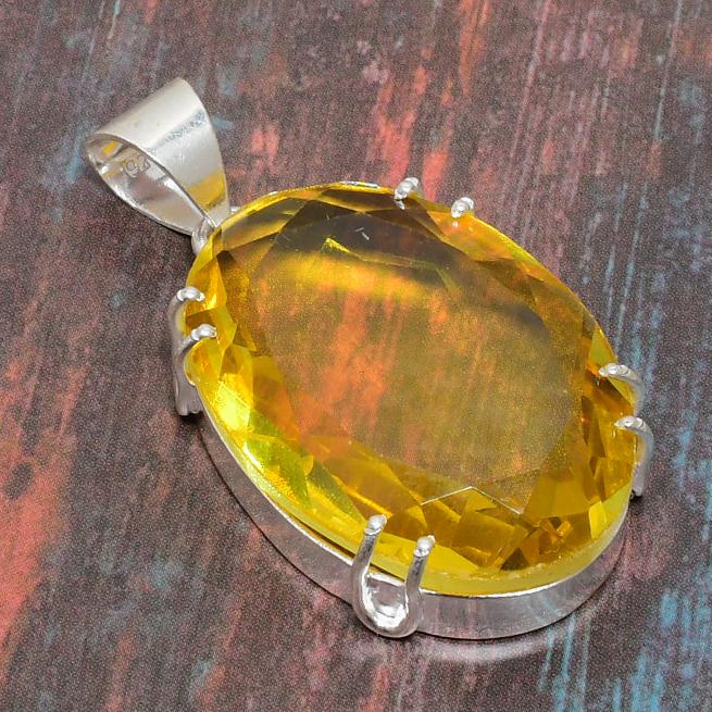 Citrine Gemstone 925 Sterling Silver Handmade Wedding Pendant Jewelry на День Благодарения