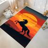 Galloping Horse Silhouette at Sunset Non-slip rug suitable for living room and bedroom sofas