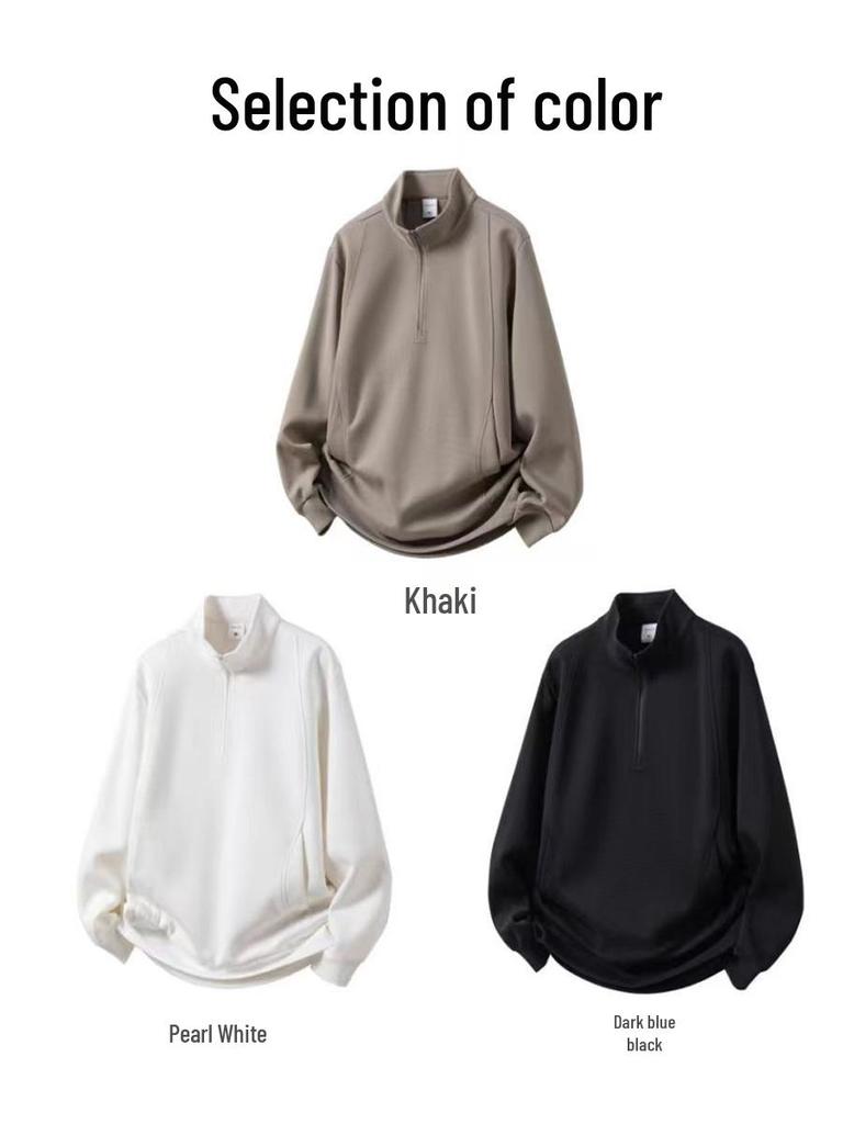 2025 Fall/Winter High-End Logo Print Half-Zip Stand Collar Sweatshirt - Long Sleeve Workwear Jacket