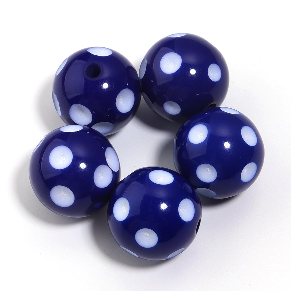 5pcs/lot 20mm White Polka Dot Resin Beads Colorful Round Loose Spacer Beads For Jewelry Making DIY Crafts Pen Beads Accessories
