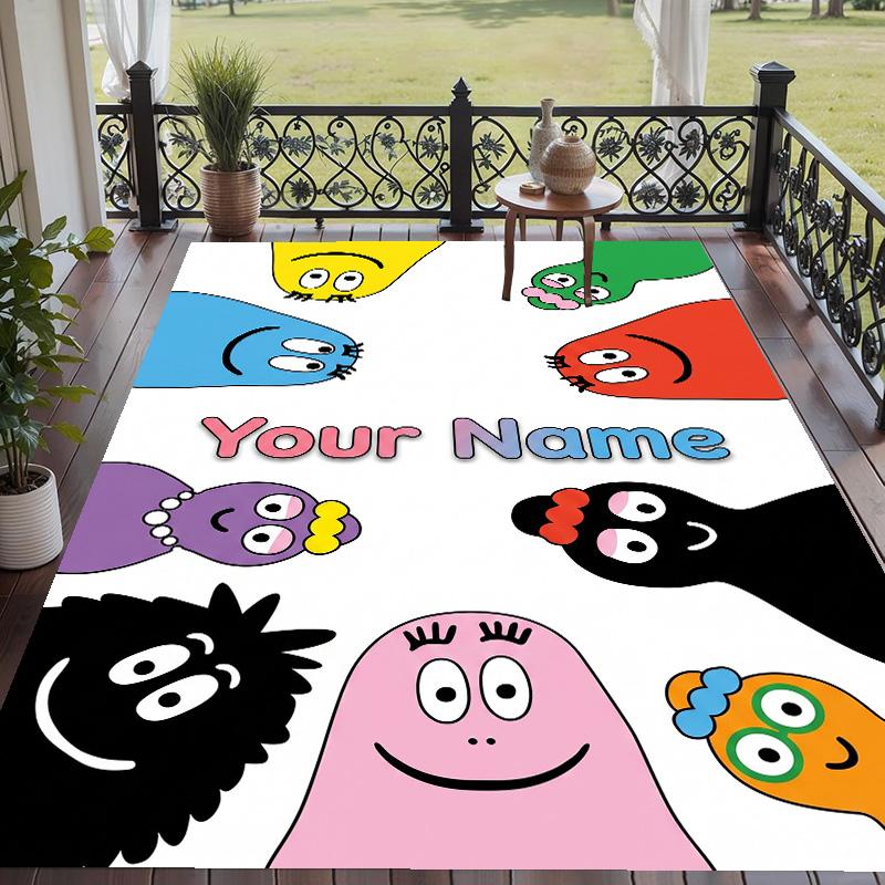 Custom Text Printed Rug Barbapapa Non Slip Floor Carpet For Home Room Decor