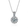 1 Carat Round VVS D Color Moissanite Necklace Lab Created Diamond Pendant Sterling Silver S925 Jewelry Clavicle Chain
