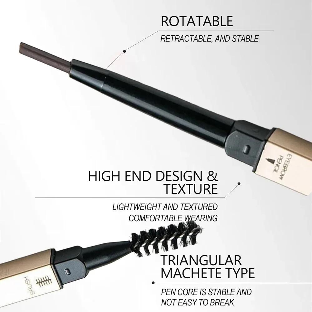 Водостойкий карандаш для бровей с двойным наконечником, с гладким нанесением и щеточкой - Доступен в 5 цветах