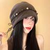Korean Star Beaded Tassel Pile Hats Autumn and Winter Versatile Retro Pullover Hat Windproof and Warm Big Head Circumference Cold Hat Trend