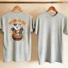 Unisex Lucky Cat Good Fortune Japanese Kanji RaUnisex Bowl Graphic TShirt Vintage Ukiyoe Style Happy Tri Color Cat Cotton Casual Top