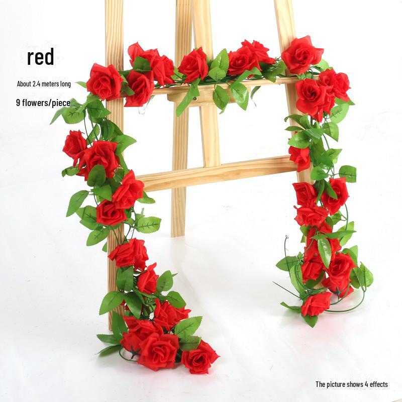 Artificial Rose Vine for Living Room Decoration, Air Duct Cover, Plastic Flower Garland