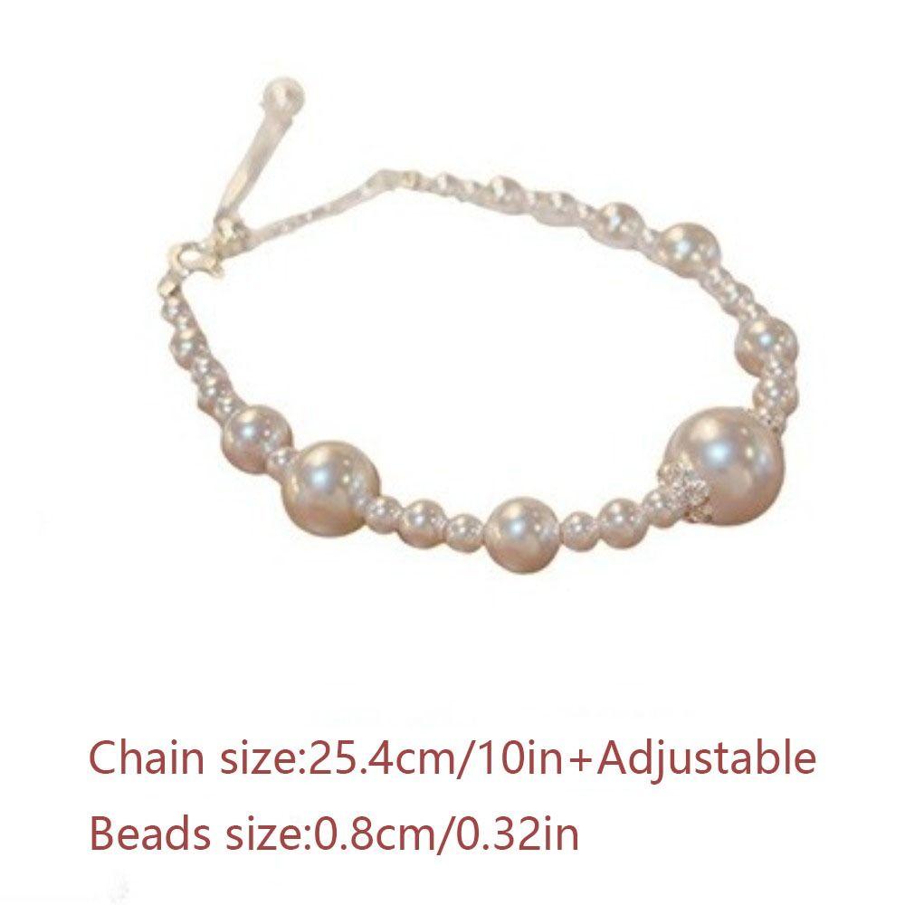 Adjustable Pearl Bracelet Fashion Pearl String Bracelet Exquisite White Beads Bangle  for Women