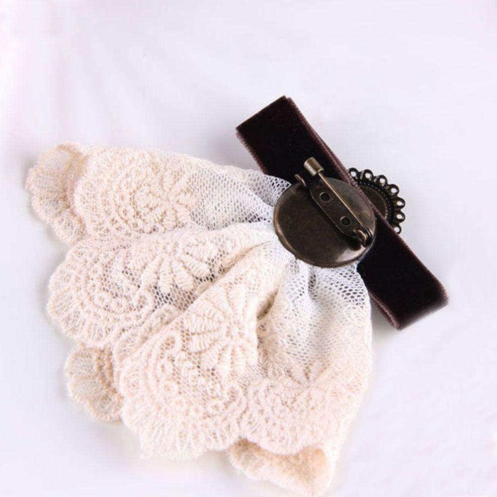 Bowknot Wedding Party Lady Women Vintage Velvet Girls Brooch Pearl Elegant Lace Brooch Cameo