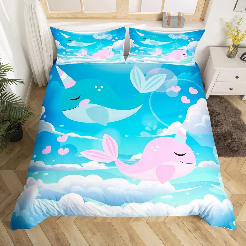 Rainbow Unicorn Duvet Cover Cute Dreamy Horse Comforter Cover Cartoon Little Unicorn Bedding Set Twin For Girl Teen Kawaii Gifts