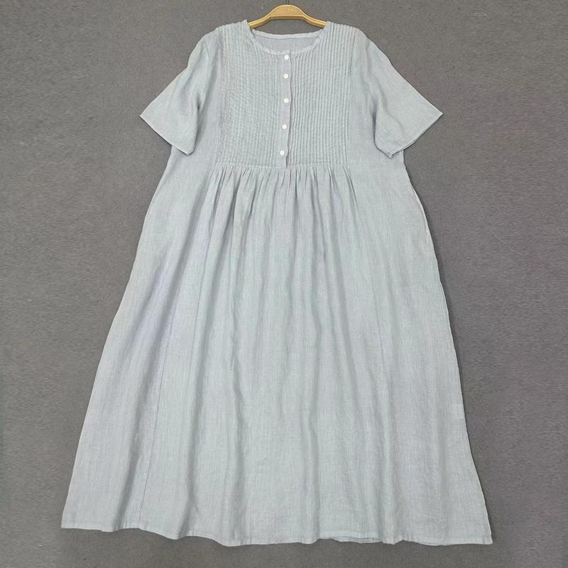 Johnature Летние японские платья-гармошки со складками, повседневные ретро простые женские платья с короткими рукавами